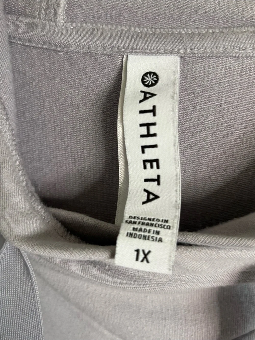Athleta Women's 1X Gray Pullover Hoodie Tunic Short Sleeve Raglan Pockets Comfy